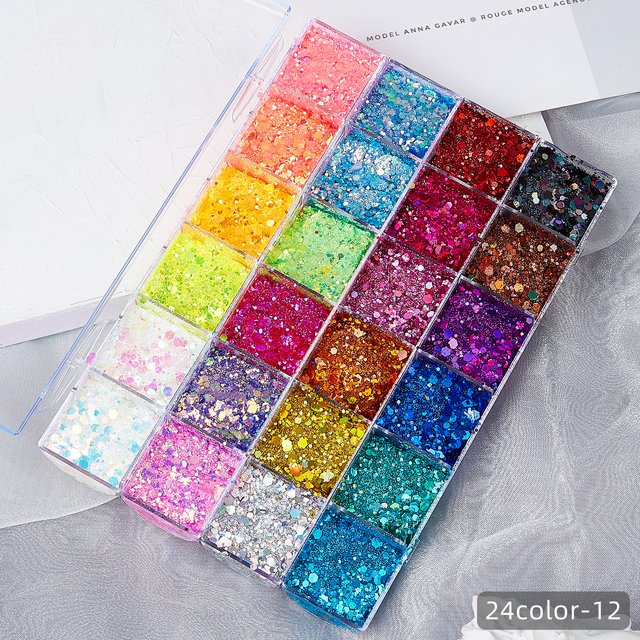 24 Colors Chunky Glitter Face Body Gel Sequin Face Paint Palette Lips Nails Hairs Makeup Shimmer Body Glitter Primer Gel