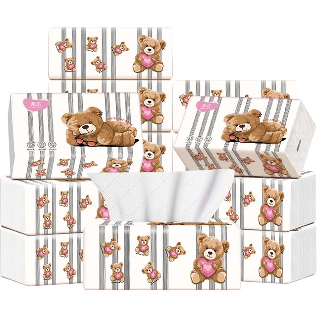 12 large packs of household facial tissues Soft and durable, 5 layers of high-quality toilet paper natural pulp napkins