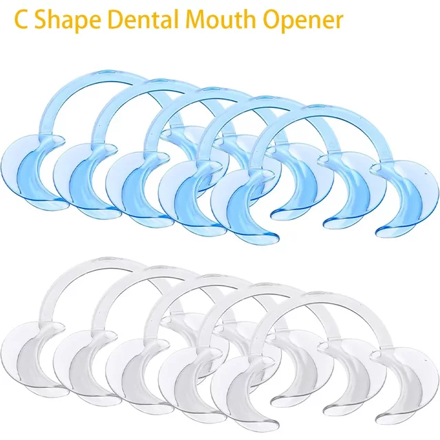 100Pcs Dental Cheek Retractor C Shape Teeth Whitening Intraoral Cheek Lip Opener Dentist Orthodontic Tool Clear White Blue