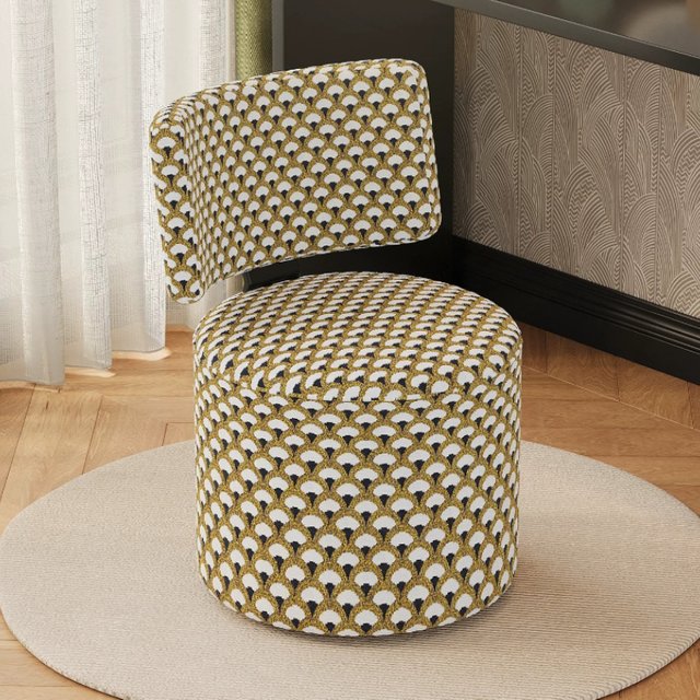 Vintage Swivel Vanity Stool, Adjustable Rolling Makeup Chair with Backrest, Breathable Upholstered Seat for Nail Salon & Home