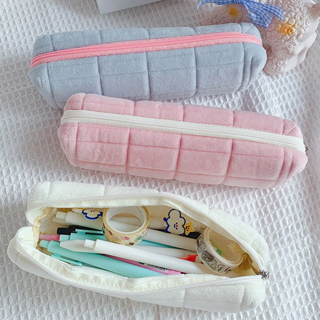 Kawaii Pencil Case Creative Pillow Bag Large Capacity Short fluff Bag for Girls School Supplies Stationery Box Cosmetic Bag
