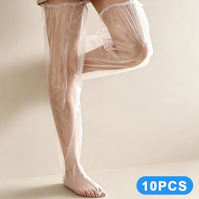 【B】10PCS Disposable Clear Plastic Leg Mask Covers With Elastic Edges For Deep Moisturizing Perfect For Home Spa Leg Skin Care