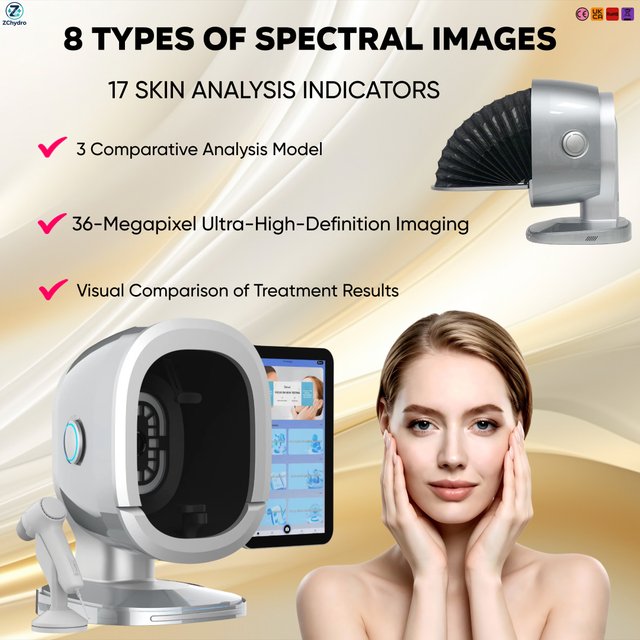 Portable B3 AI Facial Skin Analyzer — 8-Spectrum 3D Imaging Beauty Device (270° multi-angle capture; covers over 30 skin metrics