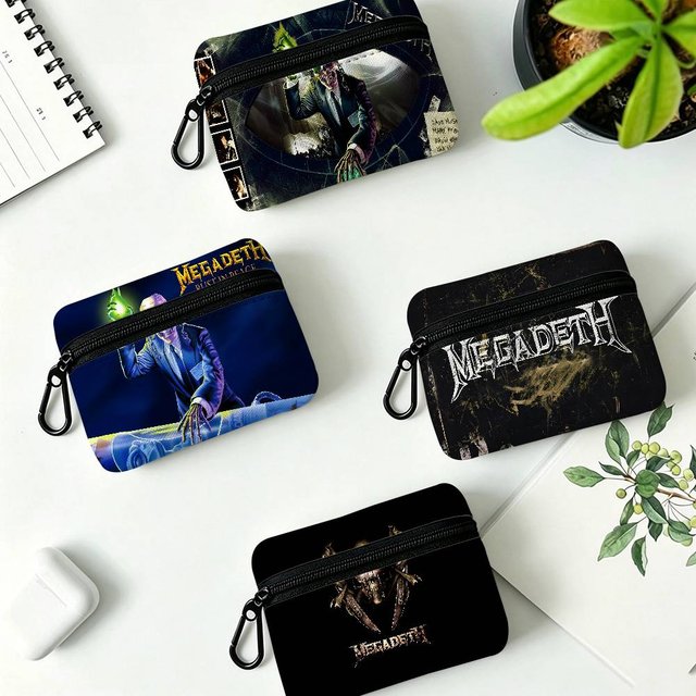 M-Megadeth B-Band Oxford Fabric Zipper Pouch Lightweight Hanging Coin Wallet For Coins ID Cards Keys Lipstick Earbuds
