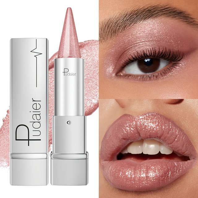 Waterproof Long Lasting Glitter Lipstick, Pearlescent Shiny Lip Color, Colorfast Non Fading Lip Makeup for women