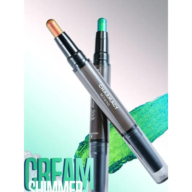 CHARMACY 2 In 1 Multichrome Eyeshadow Sticks High Pigmented Glitter Eyeshadow Waterproof Eye Shadow Pen Metallic Makeup 6 Color
