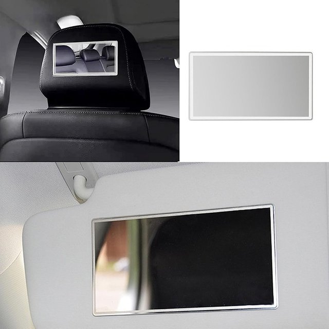 Car Makeup Mirror Stainless Steel Portable Auto Sun-Shading Visor HD Mirrors Interior Universal Car-styling