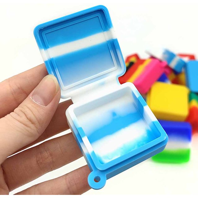 5/10/50pcs Square Silicone Jar Non-stick Wax Container 9ml Oil Storage Box Jars Smoking Accessories Face Cream Makeup Bottle