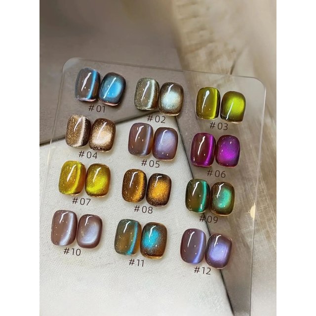 MIANEL 10ML Desert Coffee Brown Green Flash Cat Eye Gel Nail Polish Blue Purple Glass Beads Nails Nail Supplies