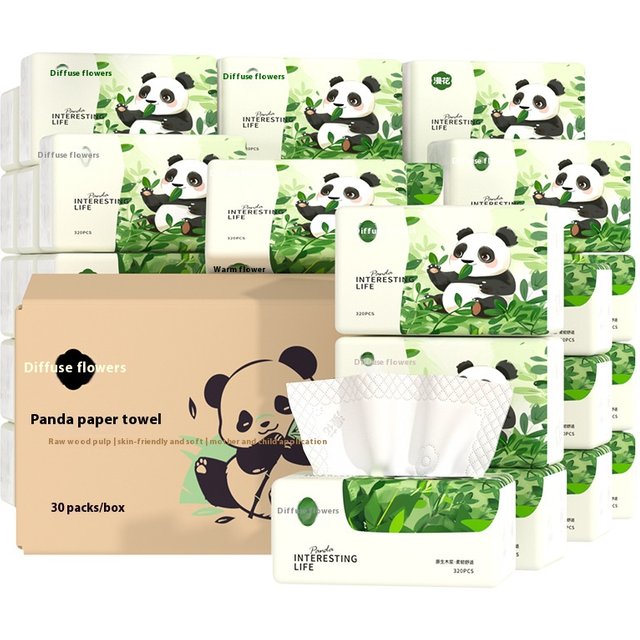10 Packs of Household Napkins 320 Sheets of Thickened Affordable Load Facial Tissue Paper Logs Clean and Soft Toilet Paper