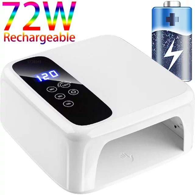 Wireless Led Nail Lamp UV 72W Rechargeable 15600mAH Professional Gel Nail Dryer Nail Polish Curling Lamp for All Gel Polish