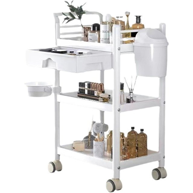 Portable Cosmetics Trolley Aesthetic Organizer Cart with Wheels for Beauty Rooms and Estheticians Mobile Beauty Storage Stand