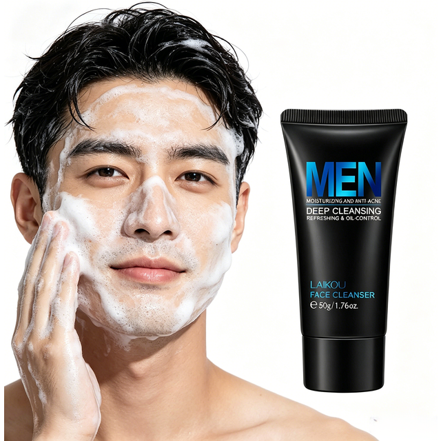 LAIKOU Men Facial Wash 50g Oil Control Refreshing Deep Clean Moisturizing Gentle Cleanser for men Oily Skin Daily Skincare