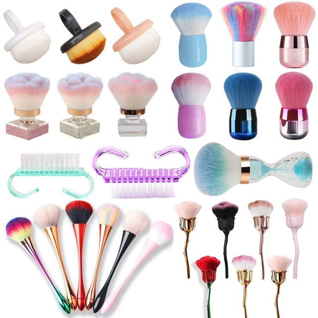 Soft Fluffy Glitter Powder Professional Brush Nail Art Dust Cleaning Brushes Women Girls Manicure DIY Make Up Beauty Tools