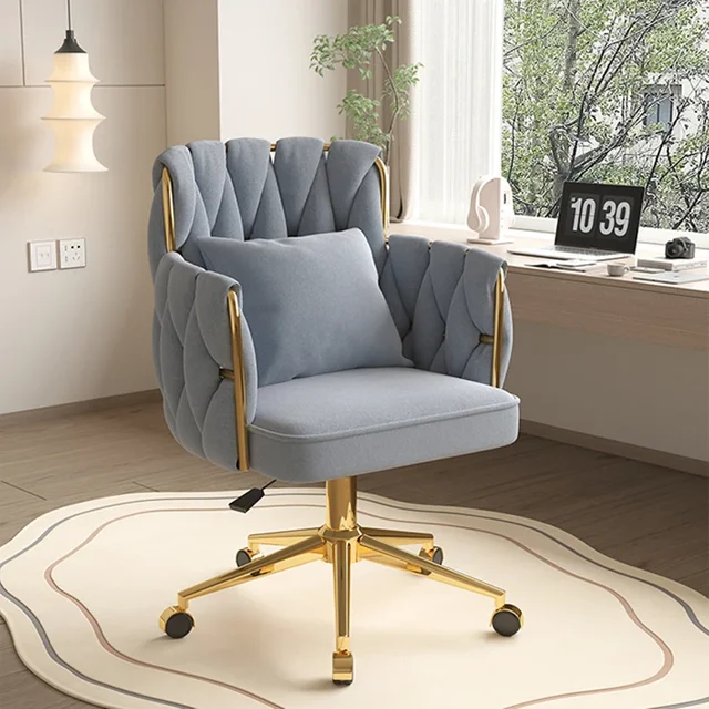 Light Luxury Bedroom Makeup Chairs Girls Dressing Chair Home Office Leisure Chair Velvet Weaving Chair Lift Swivel Chairs