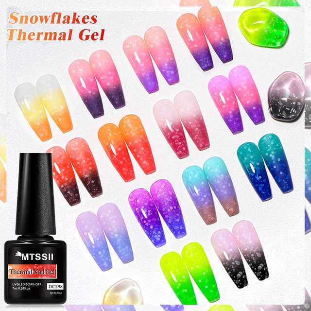 7ml Mtssii Snow Glitter Thermal Gel Nail Polish Neon Ombre Color Gel Art Temperature Changing Manicure Varnish