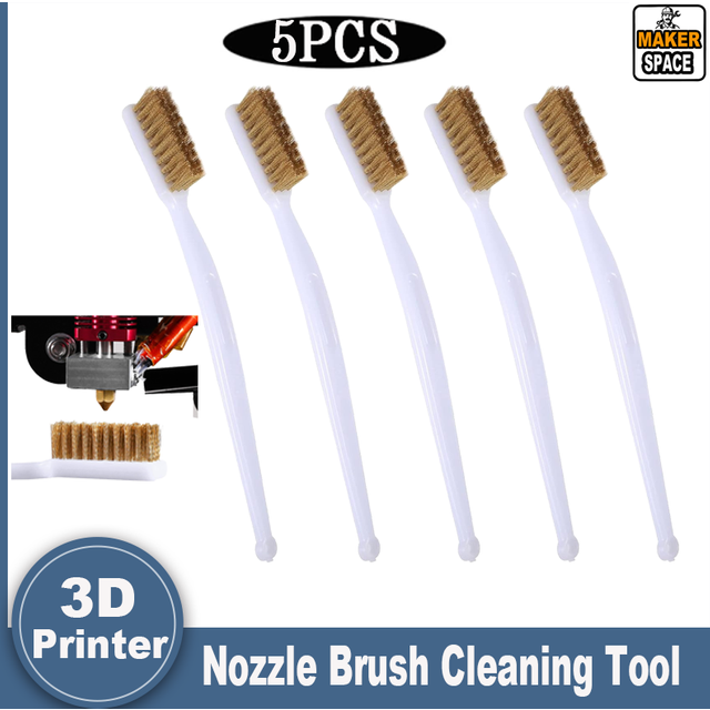 3D Printer Nozzle Brush Cleaning Tool, Brass Wire Toothbrush Brass Brush with Curved Handle, Heated Bed Cleaning for 3D Printer