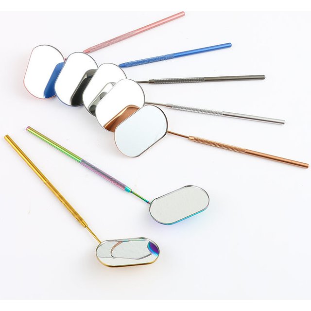 1PC Multi Farben Oval Gepfropft Wimpern Spiegel Edelstahl Multifunktions Überprüfung Spiegel Wimpern Verlängerung Make-Up-Tool