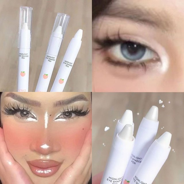 Stylo fard à paupières nacré, surligneur blanc, paupière sous les plis, crayon Eyeliner