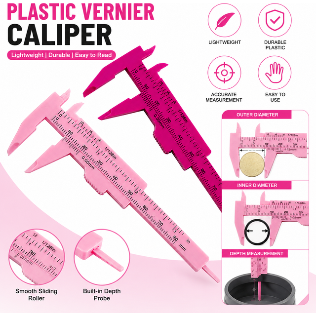 Wholesale 0-80mm Rose Pink Double Scale Sliding Gauge Permanent Makeup Tool Tattoo Eyebrow Line Lip Ruler For Tattoo Measuring
