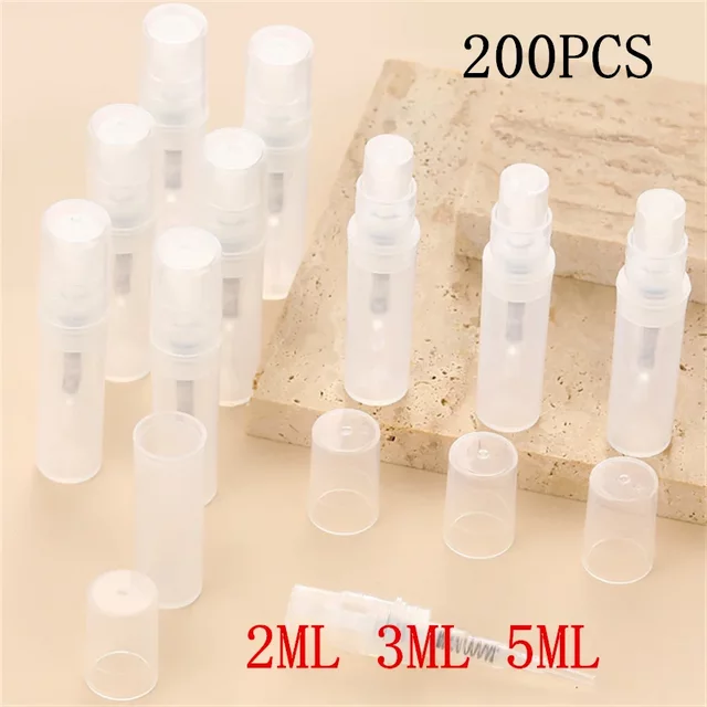 10/50/100/200 pièces 2ML 3ML 5ML Portable en plastique transparent vaporisateur bouteille de parfum atomiseur Mini échantillon Tube à essai flacons en gros