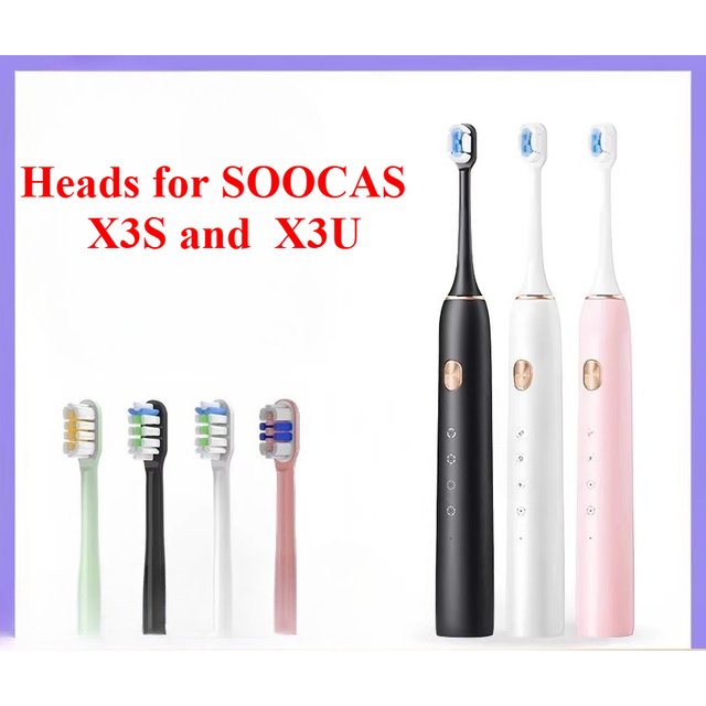 8PCS heads Compatible with SOOCAS X3S X3U electric toothbrush head X3S X3U replacement head Universal cleaning 2258 white black