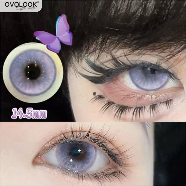 OVOLOOK-2pcs/Pair Colored Contact Lenses for Eyes Beauty Purple Makeup Lenses Soft Lens for Party Cute Lens Fast Shipping