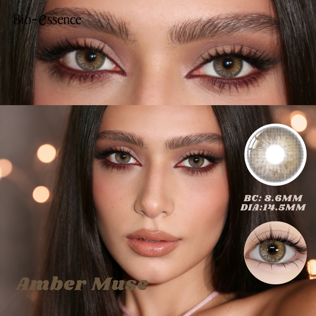 Bio-essence New Brown Series Contact Lenses Realistic Pupil Natural Looking Lenses Big Eyes Cosmetic Makeup Lenses 14.5mm Yearly