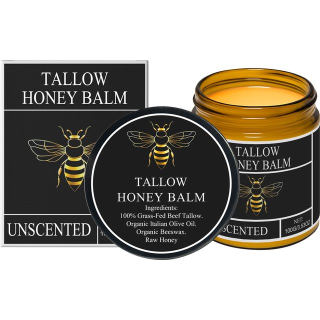 Beef Tallow for Skin Tallow and Honey Balm Organic Grass Fed Whipped Facial Moisturizer Cream Deeply Moisturizing Body Lotion