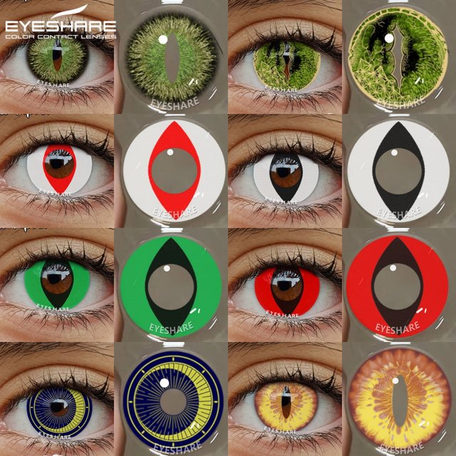 EYESHARE Halloween Cateye White Lenses For Dragon Maid Cosplay Green Eye Lesnes Anime Makeup Lens Red Beauty Lens Fast Shipping