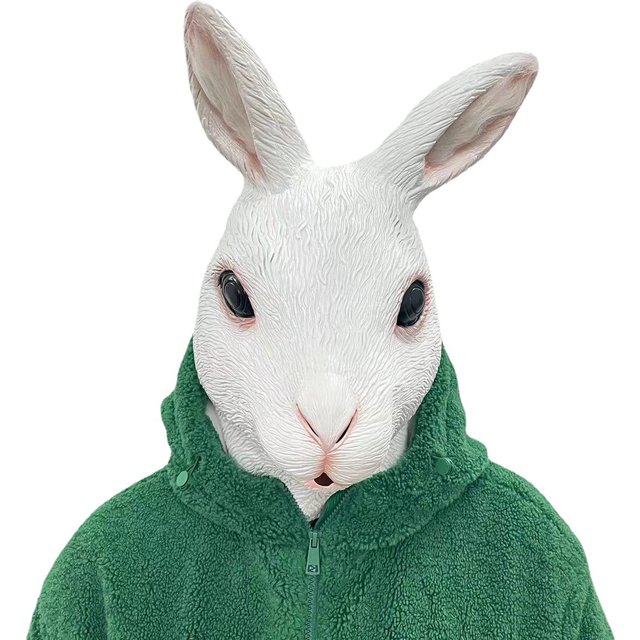 Masque de lapin blanc complet, masque d'halloween, masques de fête de mascarade de Bar de noël, accessoires de Cosplay