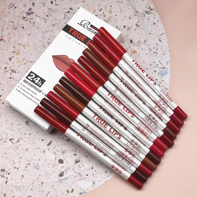 12PCS Full Range Brown Red Pink Lip Liner Durable Contour Pen Smooth Lasting Easy Makeup Holiday Gift