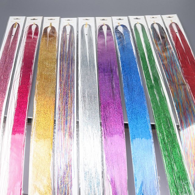 1 pièce Kit de mèches brillantes pour cheveux, arc-en-ciel, pour femmes, extensions capillaires colorées à paillettes scintillantes pour tressage, coiffure et outils de tressage