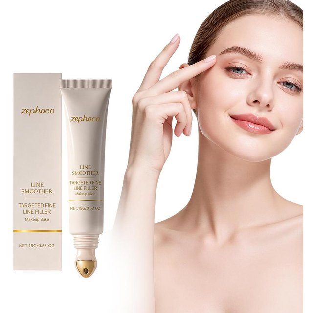 Instant Wrinkle Filler & Pore Eraser Makeup Primer Smooth Skin Base Cream with Rollerball Applicator for Face Eye Fine Lines