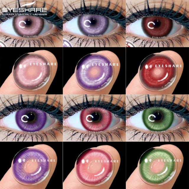 EYESHARE 2pcs Colored Contact Lenses Red Lenses Anime Cosplay Contact Lenses Halloween Beauty Makeup Purple Lenses Pink Eye Lens