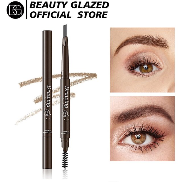 BEAUTY GLAZED Double end Eyebrow Pencil Makeup Tint Natural Long Lasting Paint Stamp Eyeliner Eyebrow Waterproof Cosmetics