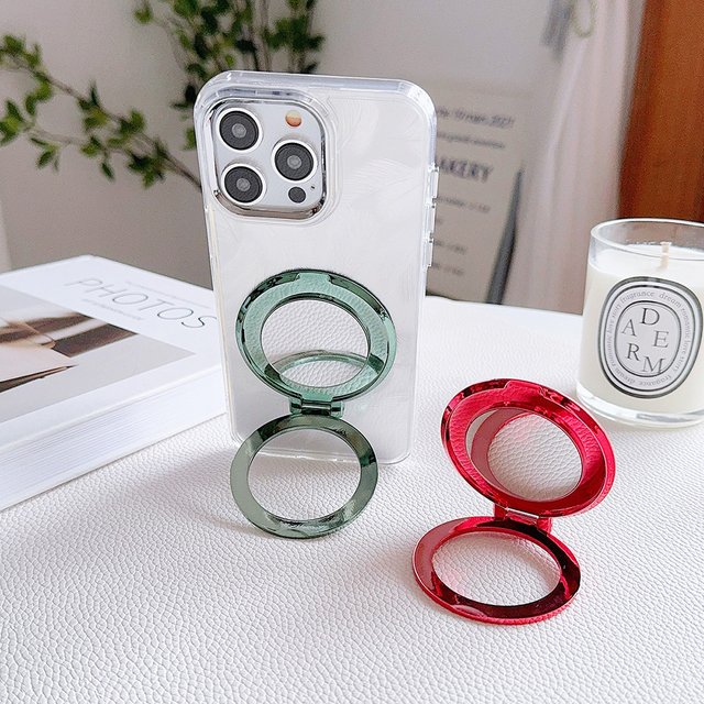 Magnetic Makeup Mirror Phone Kickstand Foldable Finger Ring Holder Detachable Phone Stand 2-in-1 Finger Grip & Desktop Kickstand