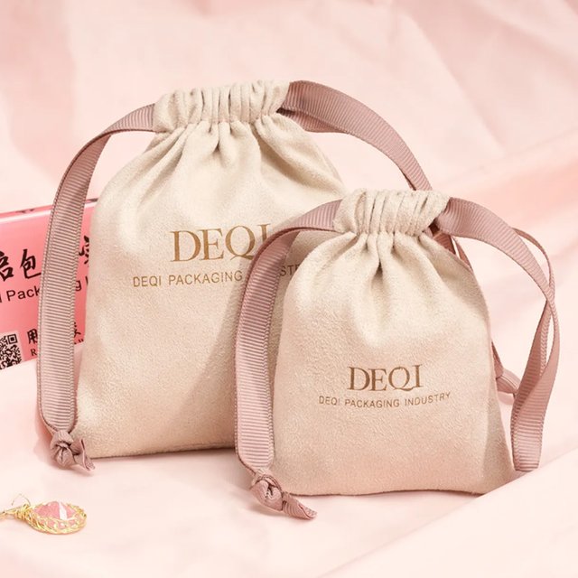 Personalized Jewelry Pouch Soft Velvet Drawstring Gift Bag Flannel Dust Sack for Party Candy Makeup Shoe Cloth Packaging Storage