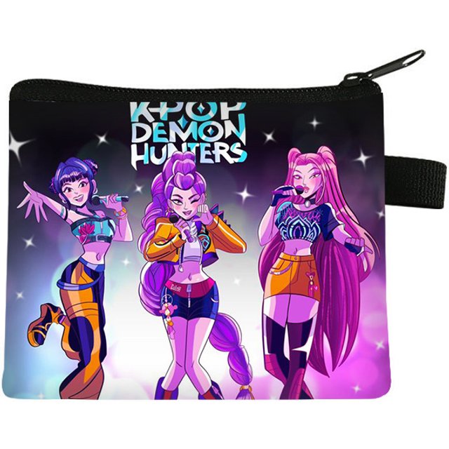 KPop Demon Hunters Coin Wallet Anime Girl Zipper Short Wallet Headphone Storage Bag Cartoon Portable Lipstick Key Bags Gifts