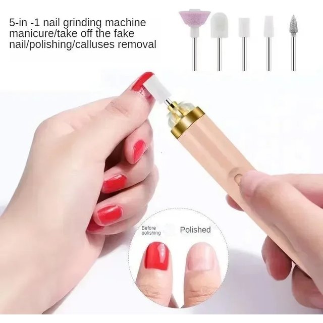 Nail Polishing Machine Electric Nail Grinder With Light Portable Mini Electric Manicure Art Pen Tools With Bag For Gel Removing