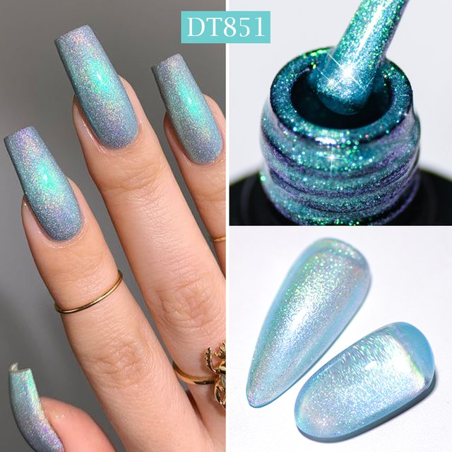 MEET ACROSS 7ml Glitter Shimmer Gel Nail Polish Sparkling Dreamcolor Soak Off UV Gel Nail Supplies For Nails Art DIY Vernis