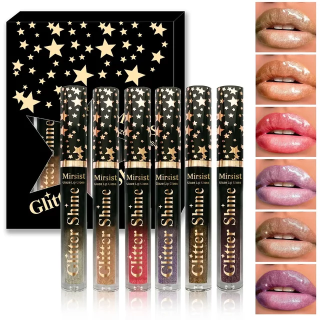6pc Moisturizing Pearl Lip Glaze Set Watery Hydration Lip Gloss Transfer Resistant Long Lasting Vivid Color Liquid Lipstick