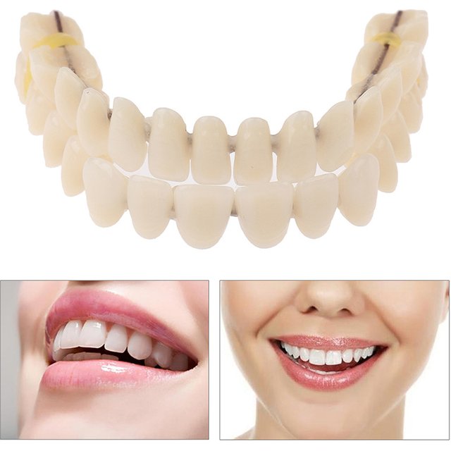 5Pairs Dental Resin False Teeth Whitening Model Dentures Teaching Materials Upper Lower Removable Dental Veneers