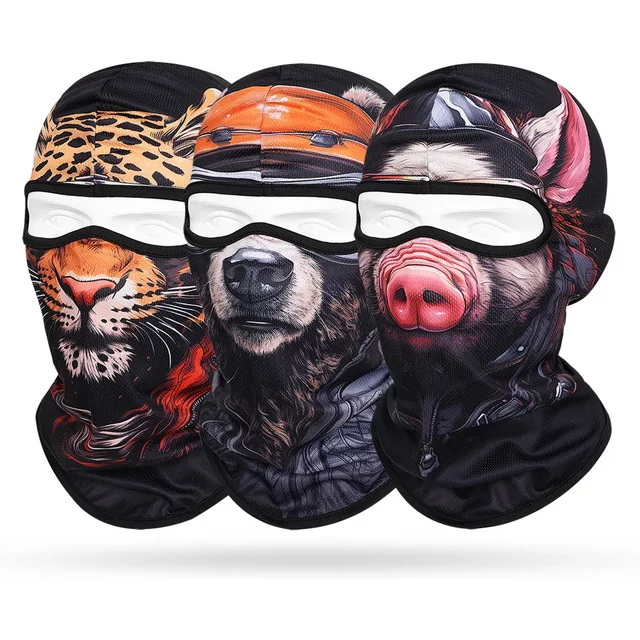 Nouveau cagoule imprimée animal 3D pour hommes et femmes, masque complet à séchage rapide, bouclier facial de cyclisme de motard, couvre-chef de moto,