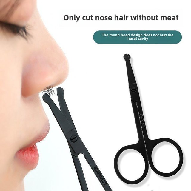 1PC Stainless Steel Round Tip Safety Nose Hair Scissors Unisex Portable Facial Beard Eyebrow Trimming Small Grooming Scissors