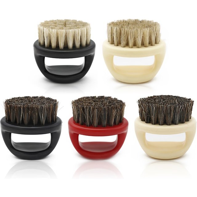 Barbershop Ring Hair Brush Horse Bristle Beard Brush Men Shaving Brush Portable Barber Beard Brushes Salon Facial Cleaning Brush