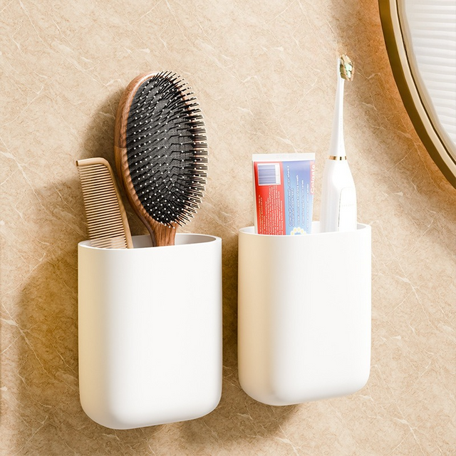 Adhesive Wall Mounted Storage Organizer Box Plastic Holder For Phone Remote Control Pens Makeup Brush Produce Fridge Basket