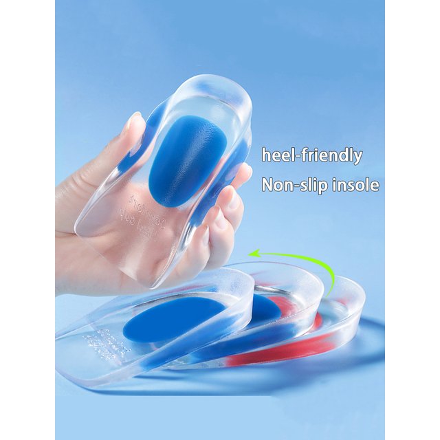 Soft Silicone Shock Absorbing Insoles Men's and Women's Invisible Height Increasing Half Cushion Pain Relief Foot Care Insoles