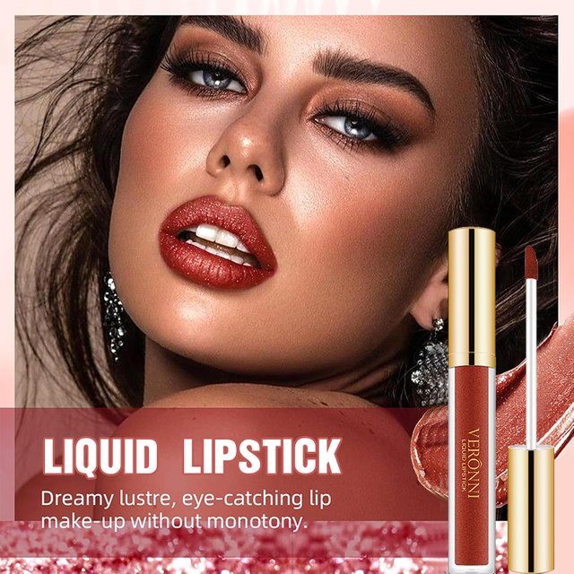 10 Colors Glitter Liquid Lipsticks Shimmer Shiny Lipgloss Pearlescent Lip Tint Waterproof Long Lasting Matte Diamond Lips Glaze