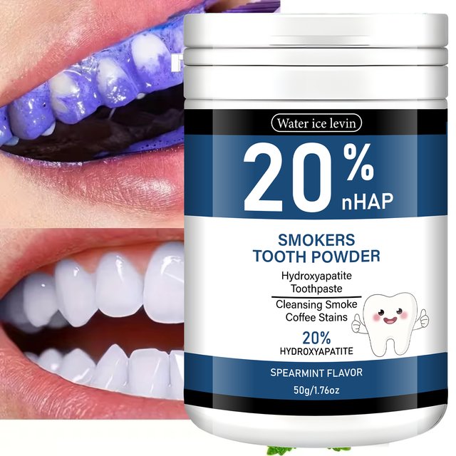 20% Hydroxyapatite Toothpaste. Smokers Spearmint Flavor. Cleans Smoke Coffee Stains. Whitens Protects Enamel. 50g Net.